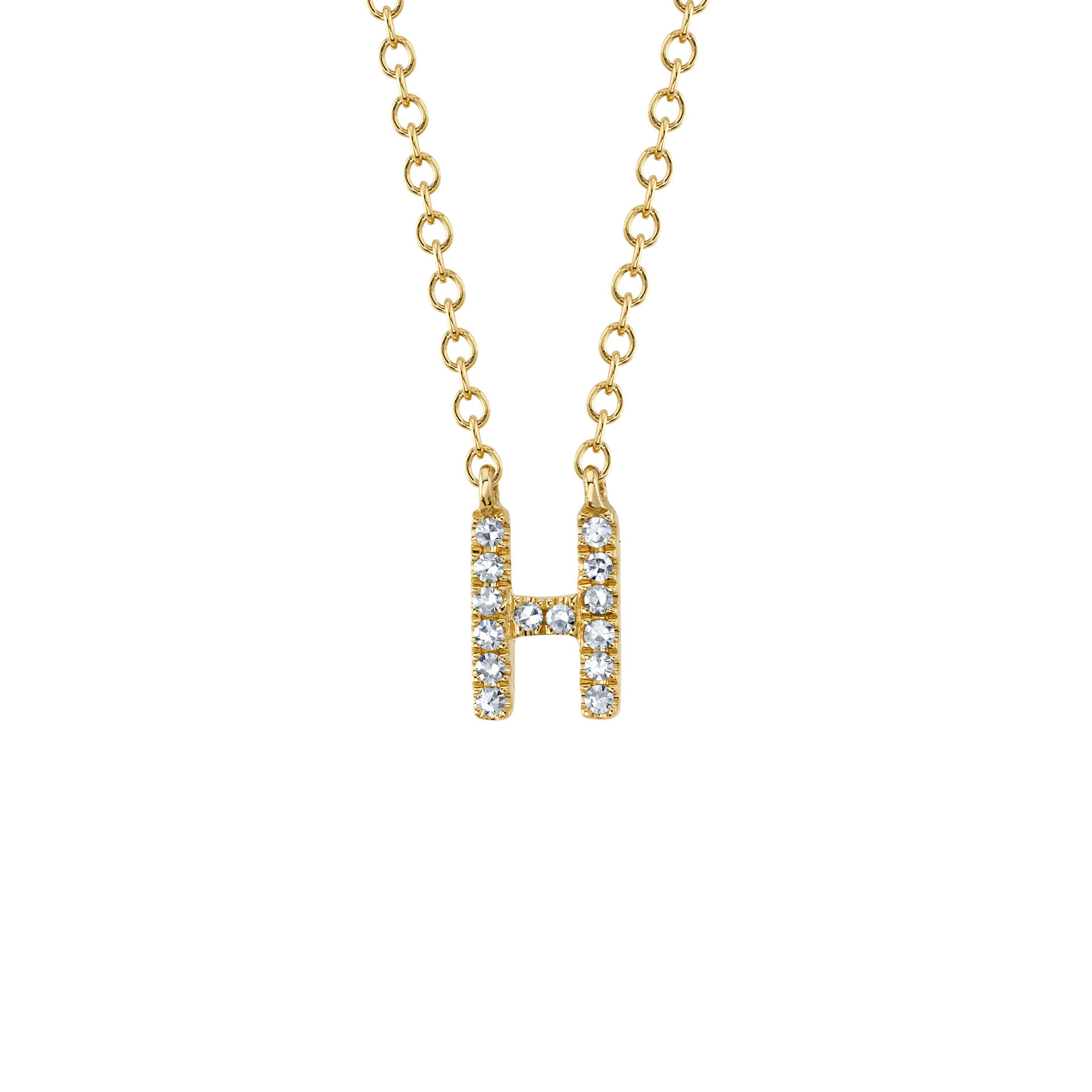 Shy Creation Initials Yellow Gold and Diamond Pav Letter H